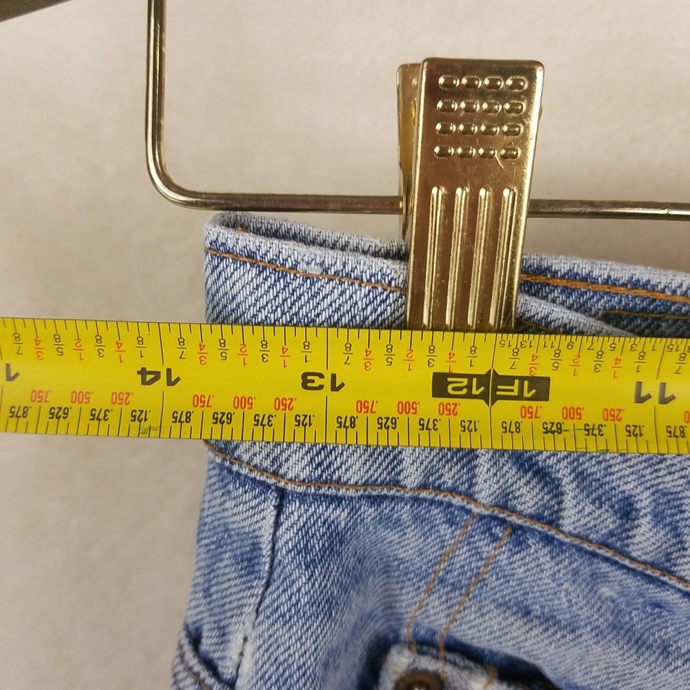 Vintage Levi's Orange Tab Cut Off Denim Shorts Distressed Blue 29 High Rise - Picture 7 of 10